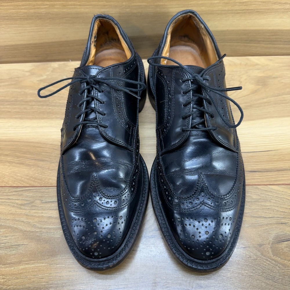 Allen Edmonds MacNeil Black Wingtip Oxford 7.5 C Black Leather Longwing Brogue